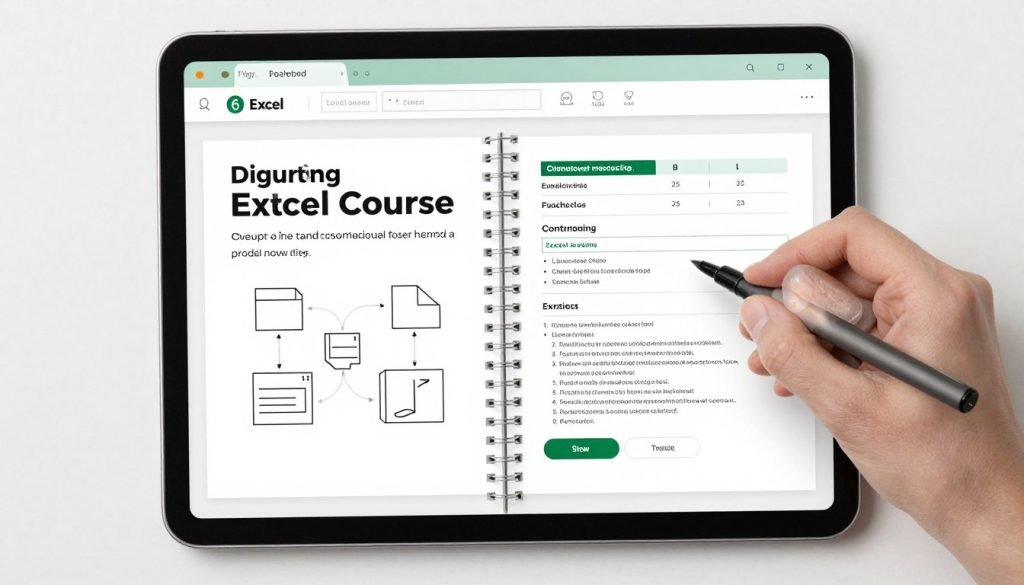Apostila em PDF do curso de Excel aberta mostrando conteúdo didático